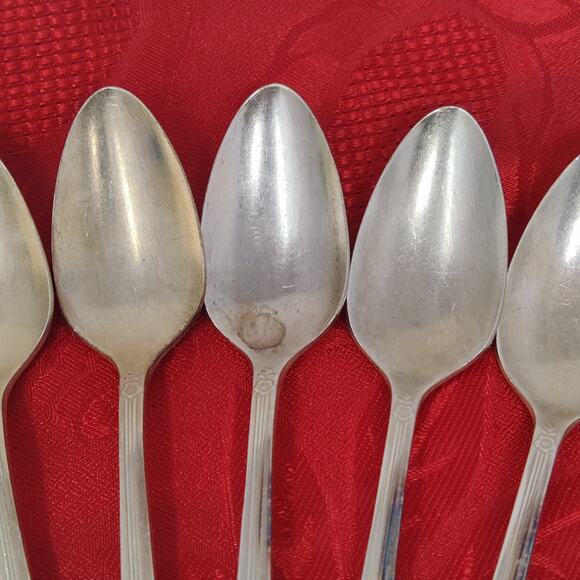 10X Silver Plate Teaspoons Nobility Plate Royal Rose Oneida - Picture 4 of 15